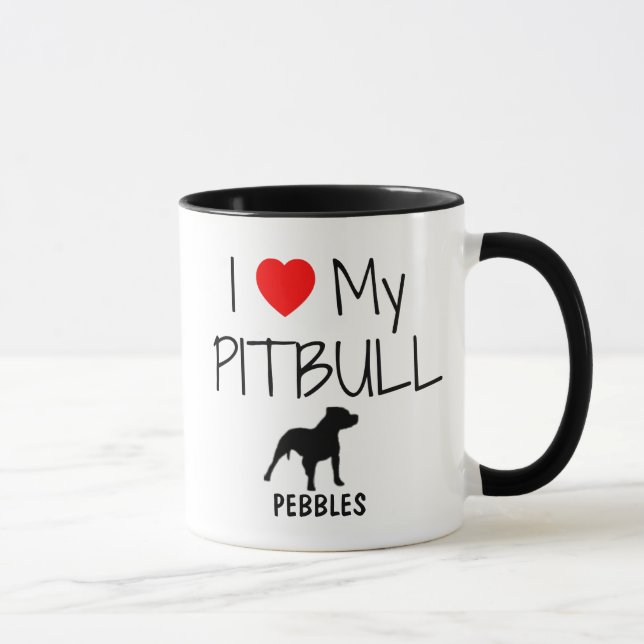 Mug Personnalisé J'Aime Mon Pitbull (Droite)