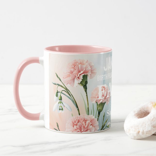 Mug Personnalisé Janvier Mois de naissance Chrétien (Avec donut)