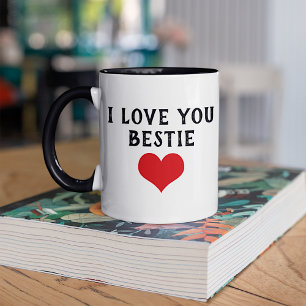 Mug Personnalisé Je t'aime Bestie Texte Coeur Art
