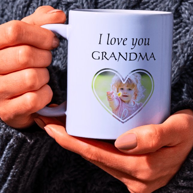 Mug Personnalisé Je t'aime Grand-mère Enfants Nom phot (Personalized I love you Grandma Kids Photo Name Coffee Mug)