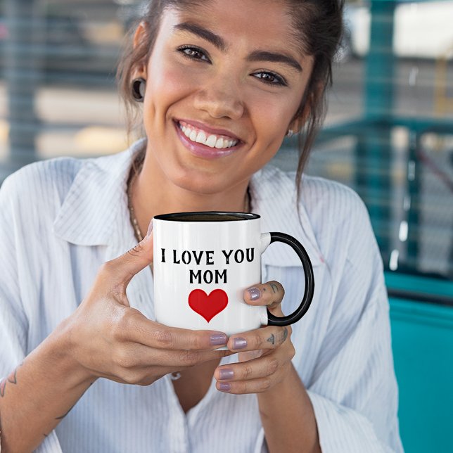 Mug Personnalisé Je T'Aime Maman Texte Maigre Coeur Ro (Créateur téléchargé)