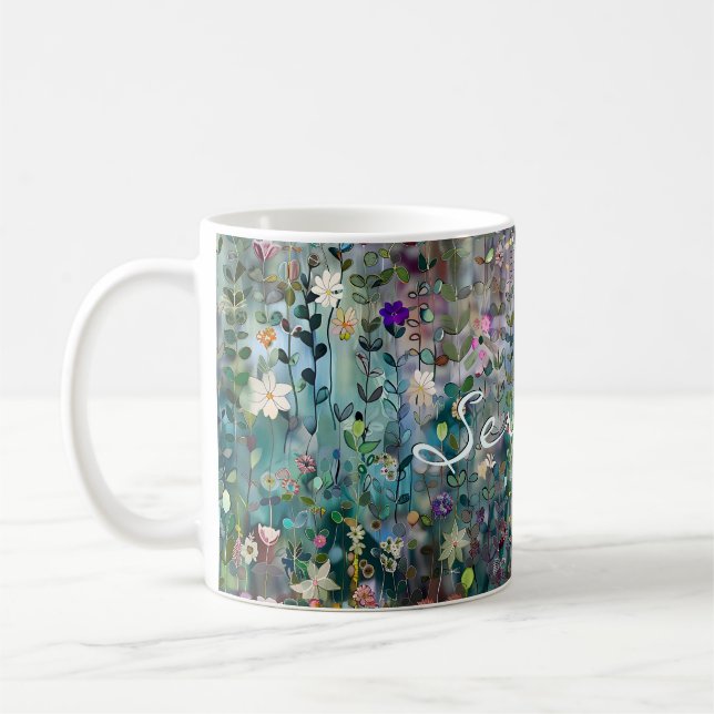 Mug Personnalisé Joli Fleur sauvage Whimsical Boho Tur (Gauche)