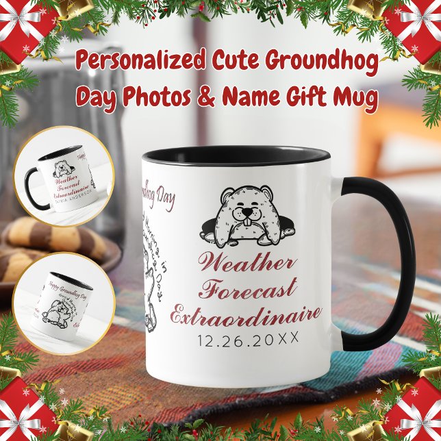 Mug Personnalisé Jour de la marmotte Photos et Nom Cad (Créateur téléchargé)