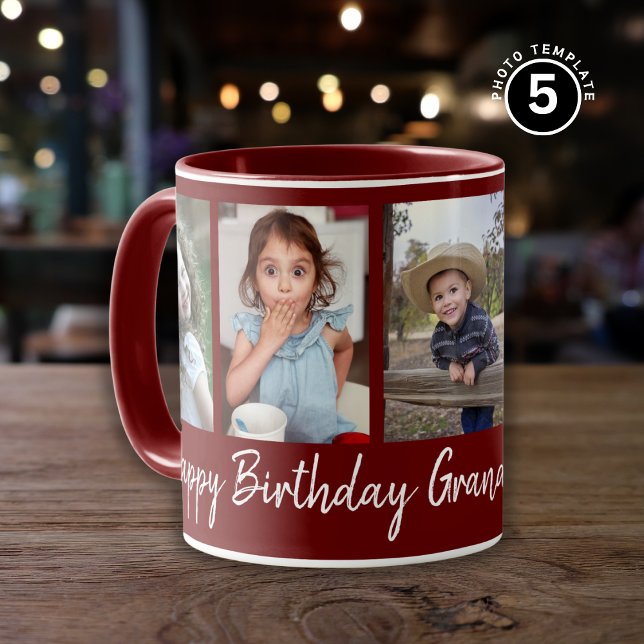 Mug Personnalisé Joyeux anniversaire grand-mère cinq p (Créateur téléchargé)