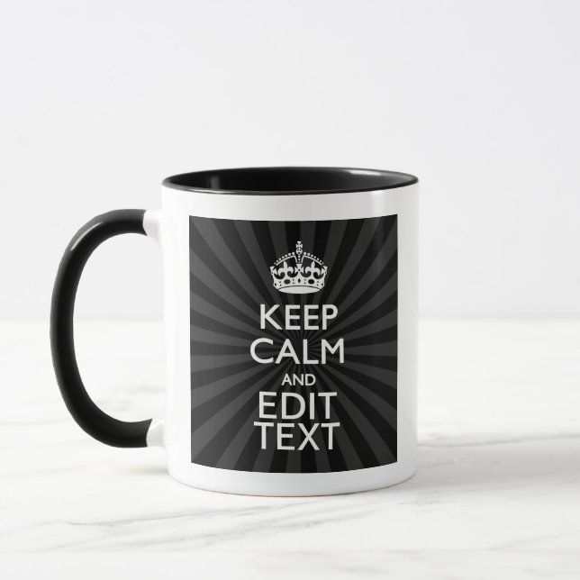 Mug Personnalisé KEEP CALM Votre texte Black Sunburst (Gauche)