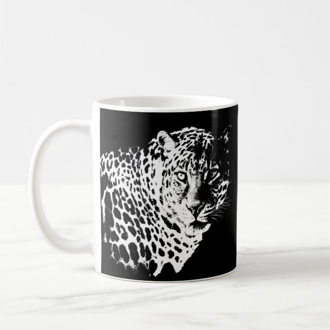 Mug Personnalisé Leopard Visage Animaux Pop Art Modèle (Gauche)