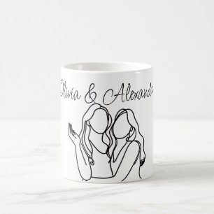 Mug Personnalisé Lesbian Couple Line