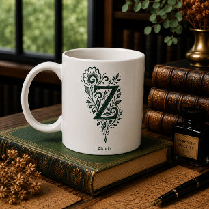 Mug personnalisé linogravure lettre Z botanique