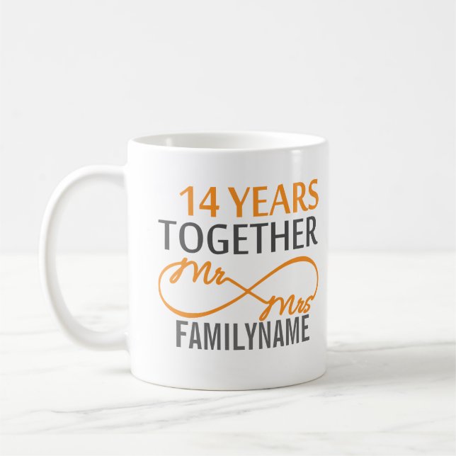 Mug Personnalisé M. et Mme 14e anniversaire (Gauche)