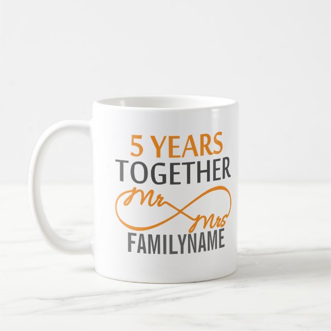 Mug Personnalisé M. et Mme 5e anniversaire (Gauche)