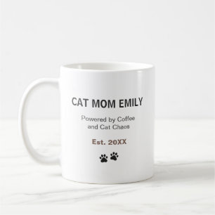 Mug Personnalisé Maman de Chat Drôle Nom Personnal