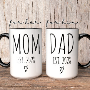 Mug Personnalisé Maman et Papa, Cadeau de Baby Sho