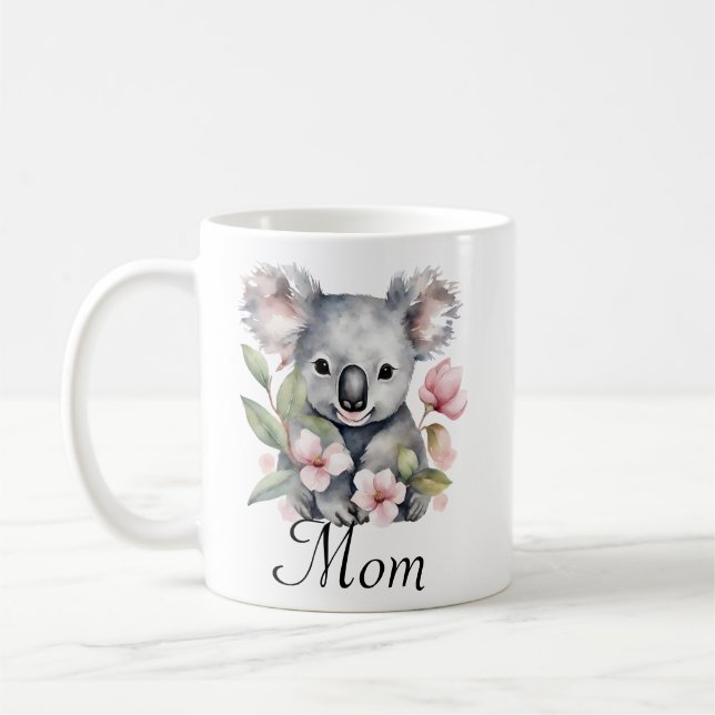 Mug Personnalisé Maman Koala Ours Floral Personnalisé (Gauche)