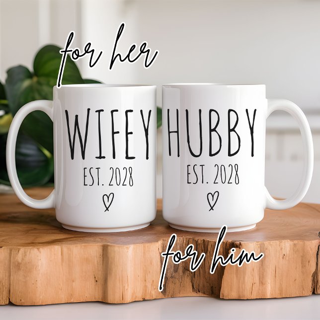 Mug personnalisé Mari & Femme, Cadeau de mariage p (custom wedding gift, bride and groom gift, engagement present, wedding keepsake mug, his and her mug)