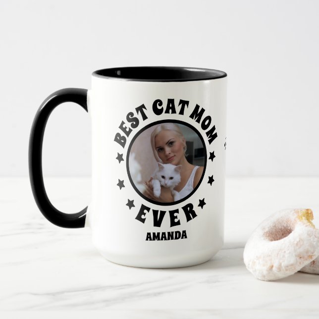 Mug Personnalisé Meilleur Chat Maman Jamais Personnali (Avec donut)