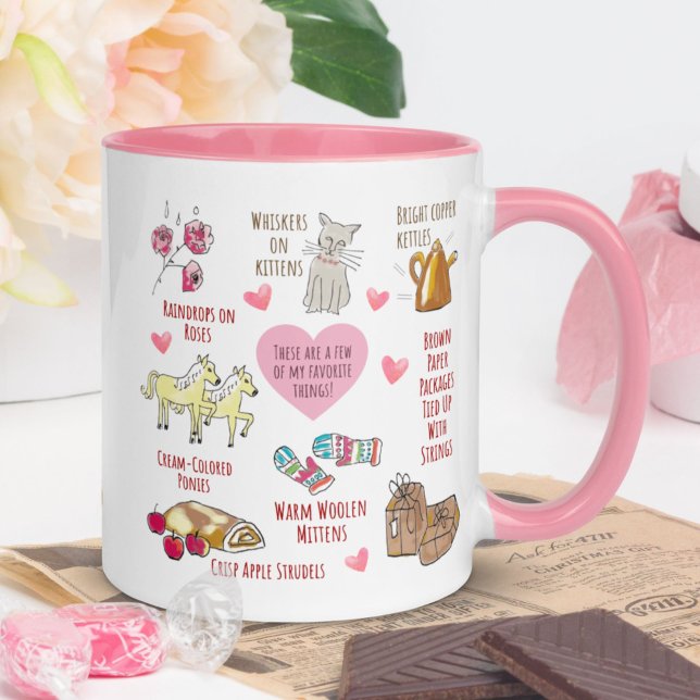 Mug Personnalisé Mes Choses Préférées Illustré À La Ma (Add your own personalized text to this hand-illustrated "My Favorite Things" Valentine's mug.)