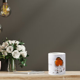 Mug Personnalisé mignon Robin oiseau dans la neige ajo
