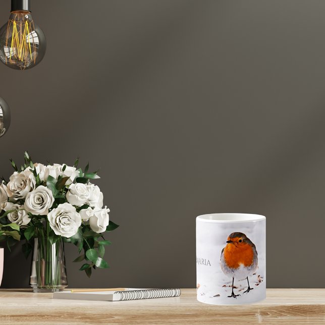 Mug Personnalisé mignon Robin oiseau dans la neige ajo (Créateur téléchargé)