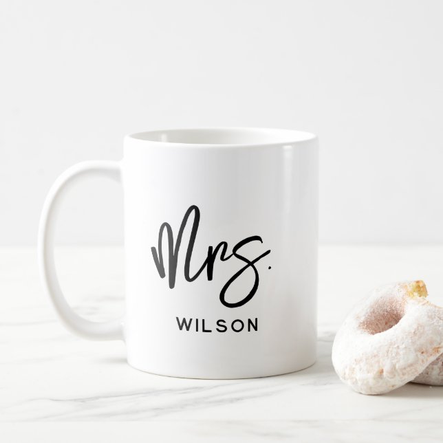Mug Personnalisé Mme Nom Moderne (Avec donut)
