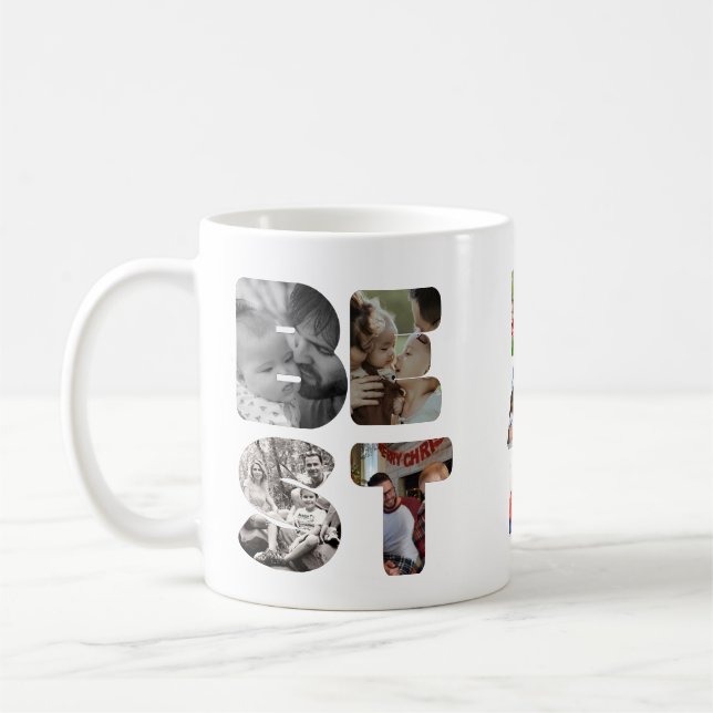 Mug Personnalisé moderne 11 photo Meilleur père jamais (Gauche)