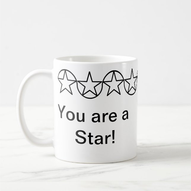 Mug personnalisé moderne Black & White Star (Gauche)