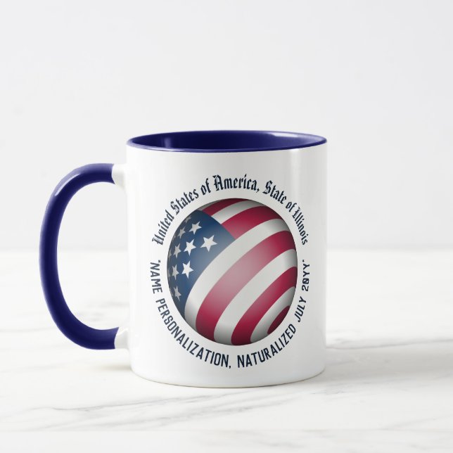 Mug Personnalisé moderne Patriotic USA Flag Globe (Gauche)