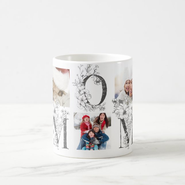 Mug Personnalisé | MOM | Jamais Floral Multi Photo (Centre)