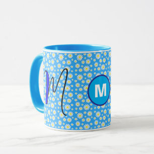 Mug Personnalisé Monogramme Marguerite Initiale Café B