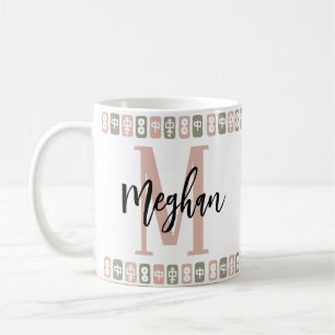 Mug Personnalisé (Monogramme + Nom) Tuiles Mahjong