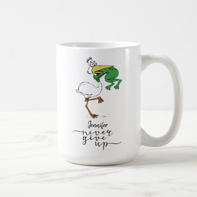 Mug Personnalisé N'abandonnez jamais Grenouille Pélica (Droite)