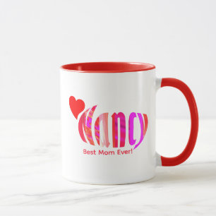 Mug Personnalisé "Nancy" en rose rouge, orange et orei