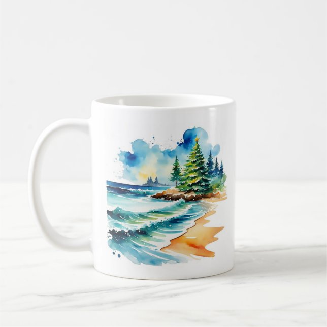 Mug personnalisé Noël à la plage (Gauche)