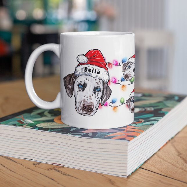 Mug Personnalisé Noël Dalmatie Tête de Père Noël Chien (Créateur téléchargé)