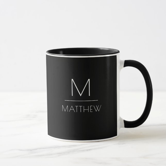 Mug Personnalisé noir et blanc minimal moderne (Droite)