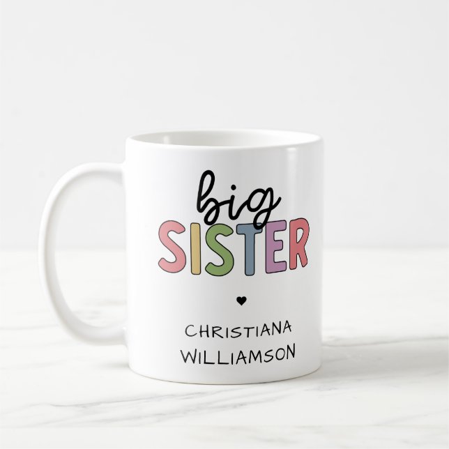 Mug Personnalisé Nom Big Sister Cute Personnalisé (Gauche)