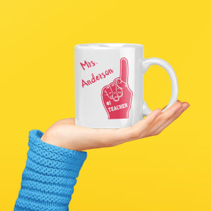 Mug Personnalisé Numéro Un Enseignant Foam Doigt