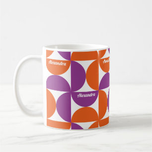 Mug Personnalisé orange et violet au milieu du siècle 