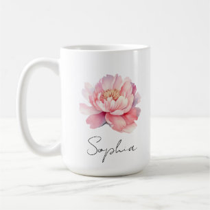 Mug personnalisé Pivoine Aquarelle Rose