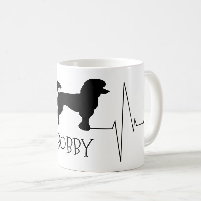 Mug Personnalisé Poodle Love My Dog Heart Beat (Devant droit)