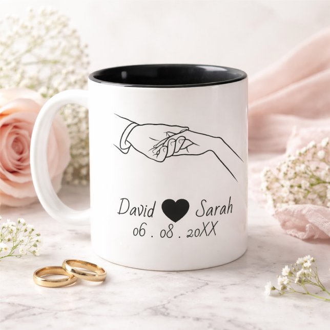 Mug Personnalisé pour Couple avec Noms et Date (Créateur téléchargé)