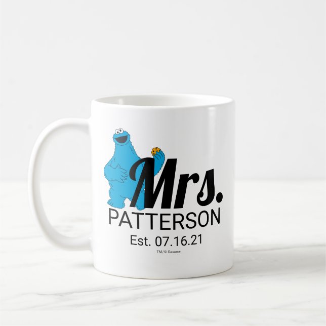 Mug personnalisé pour couple de Cookie Monster (Gauche)