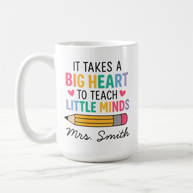 Mug personnalisé pour enseignant, Nom de l'enseign (Gauche)