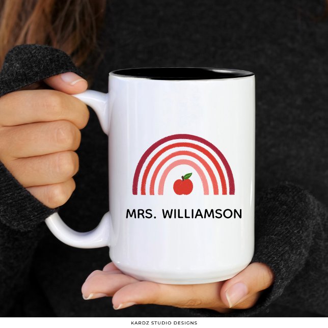 Mug Personnalisé pour la Fête des Enseignants avec (Two tone 15 oz. mug is shown, add the teacher's name and choose size and style.)
