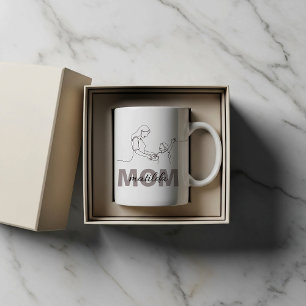 Mug personnalisé pour maman avec dessin à une lign