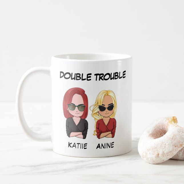 Mug personnalisé pour meilleur ami - Double Troubl (Avec donut)