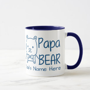 Mug Personnalisé pour Papa Blue Papa Bear à deux côtés