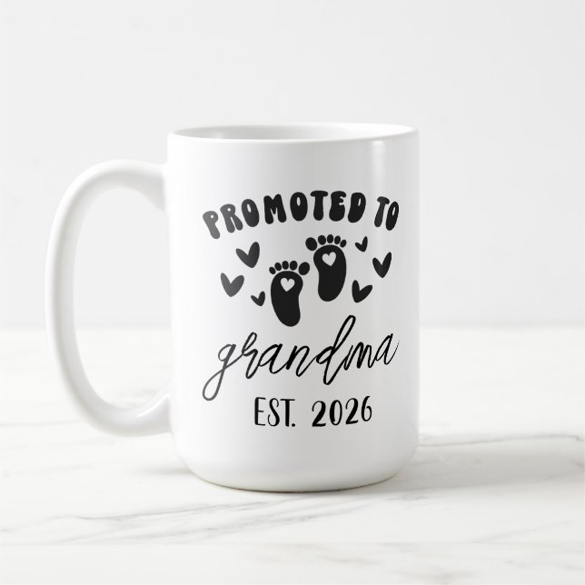 Mug personnalisé promu grand-mère ~ Est  (Gauche)