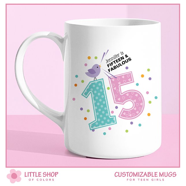 Mug Personnalisé Quinze ans et Incroyable Rose Confett (Créateur téléchargé)