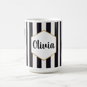 Mug Personnalisé rayé noir et blanc