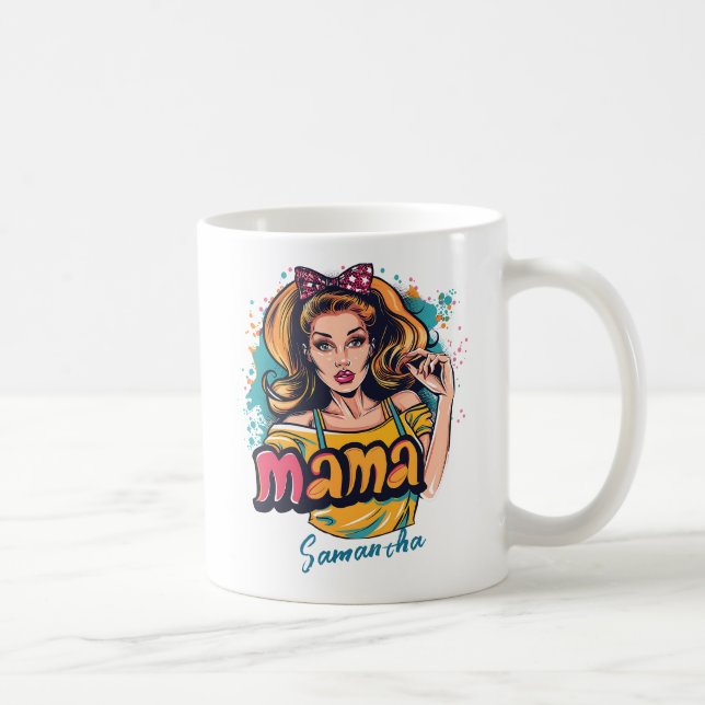 Mug Personnalisé Retro Mama Pop Art (10) (Droite)